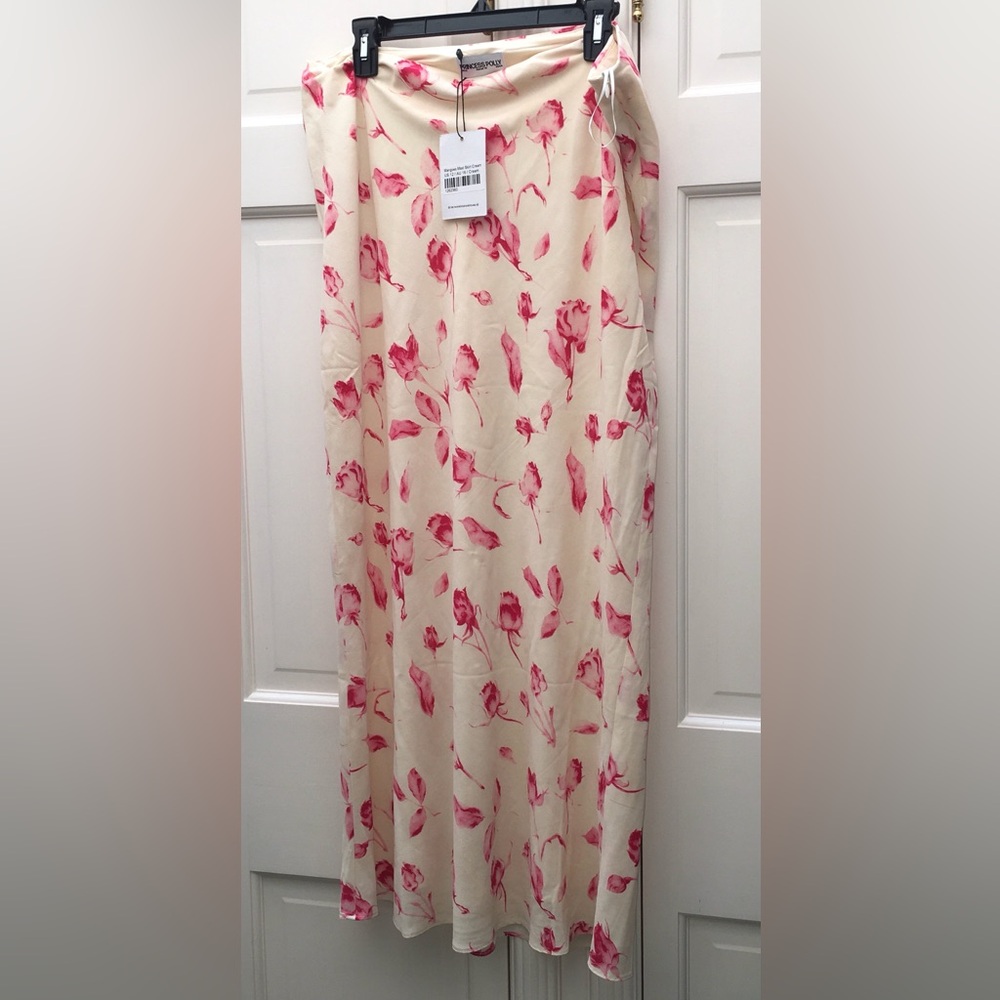 Princess Polly Mangoes Floral Print Cream Pink Maxi Long Skirt - Picture 4 of 12